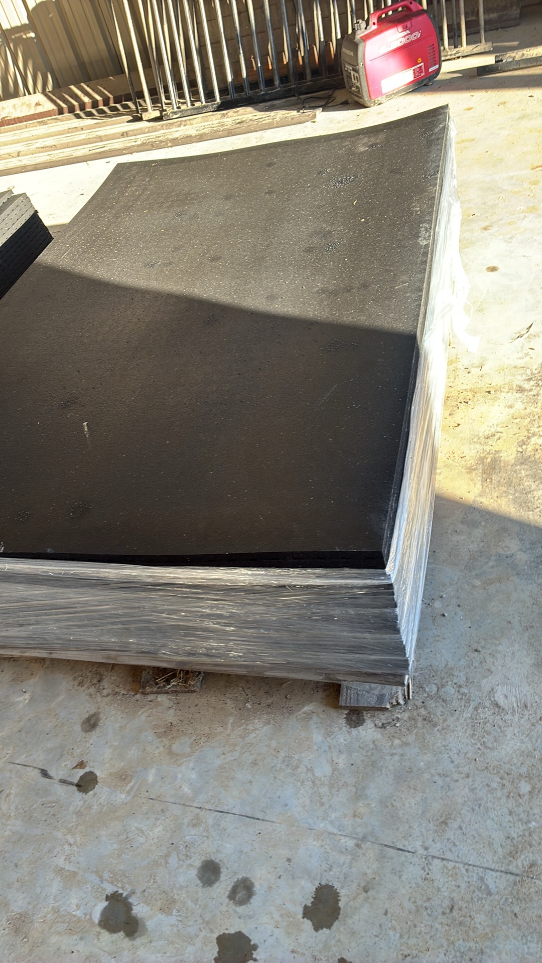 Close-up of thick rubber mat showing quality