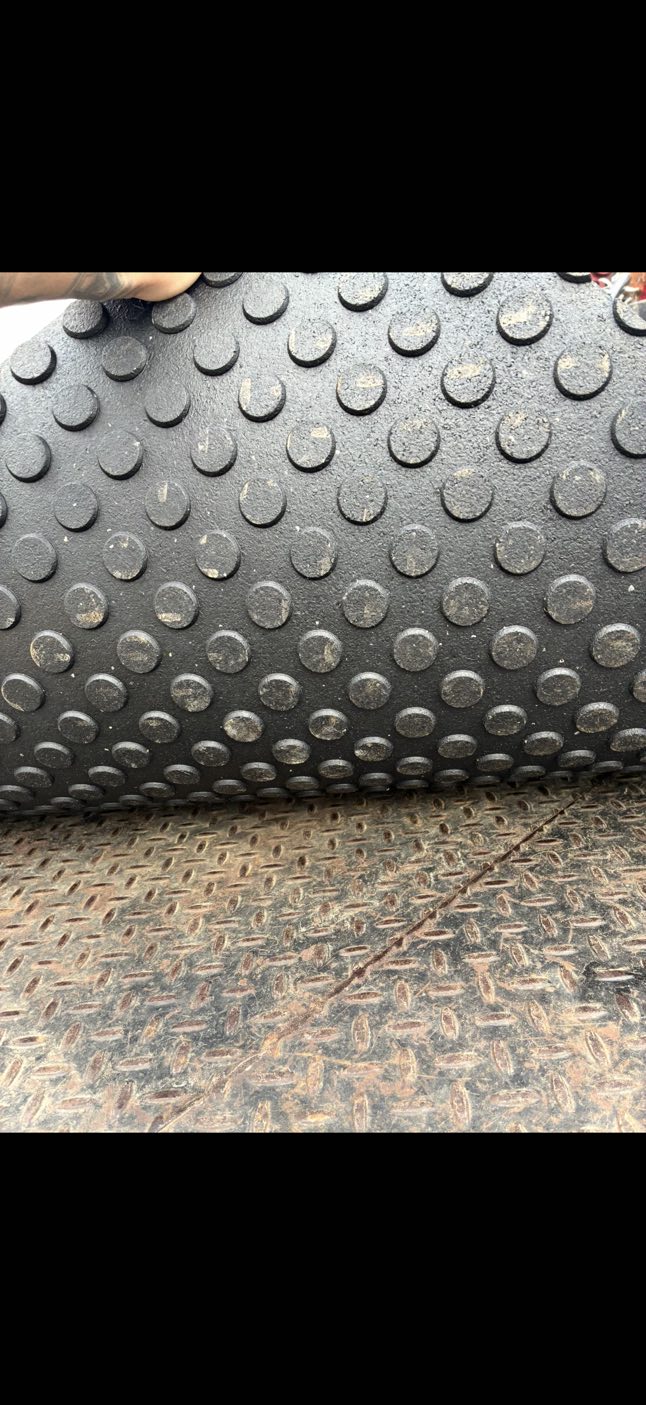 Close-up of raised circular dot texture on rubber mat surface